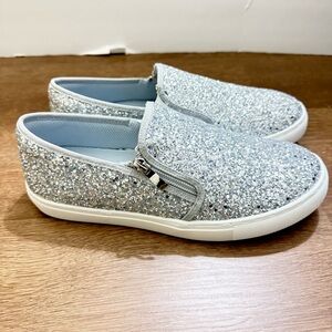 IDIFU Women's Glitter Sneakers Sparkly Sequin Slip On Tennis Shoes Ladies..7.5